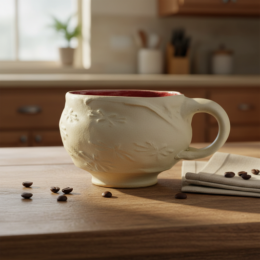 White flower mug