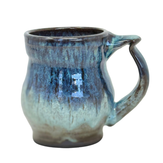 Blue ceramic mug on a white background
