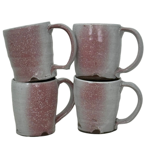pink white mug